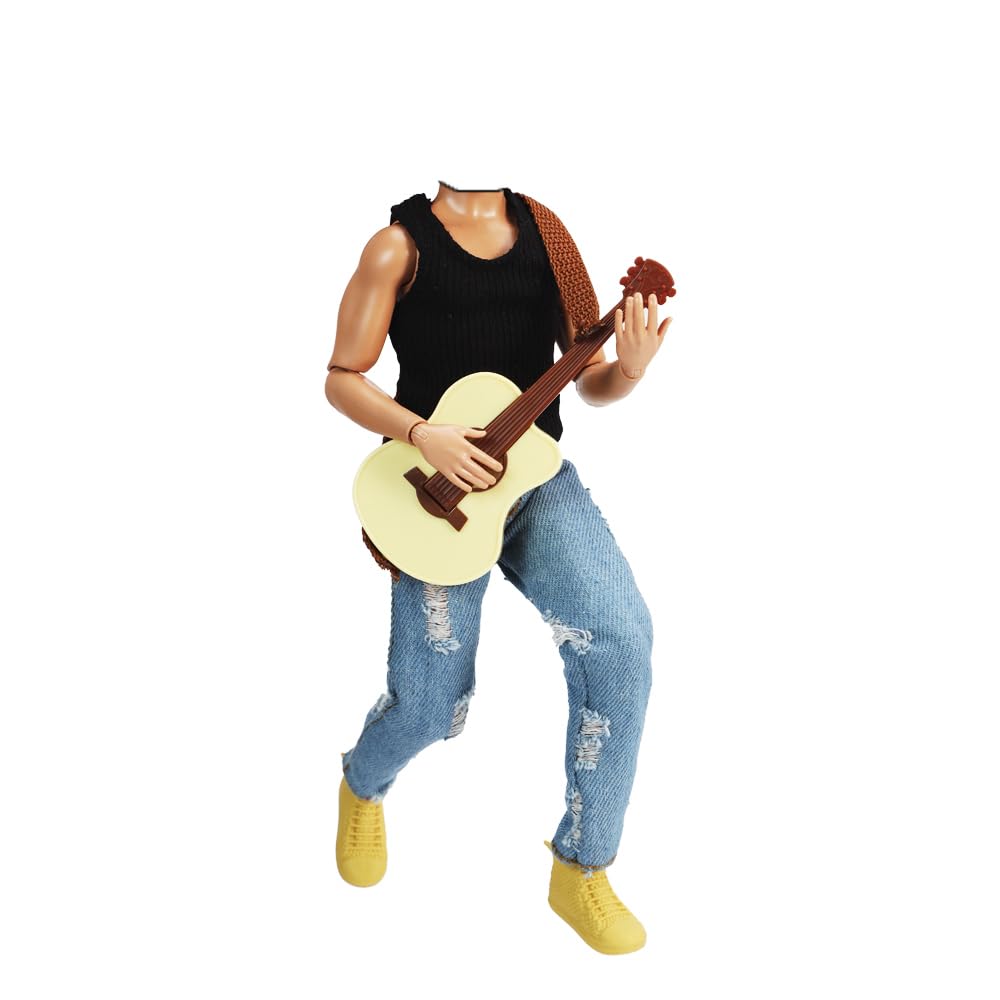 E-TING 3-Item Denim Set for 12in Doll – Ripped Vest, Black Vest & Jeans