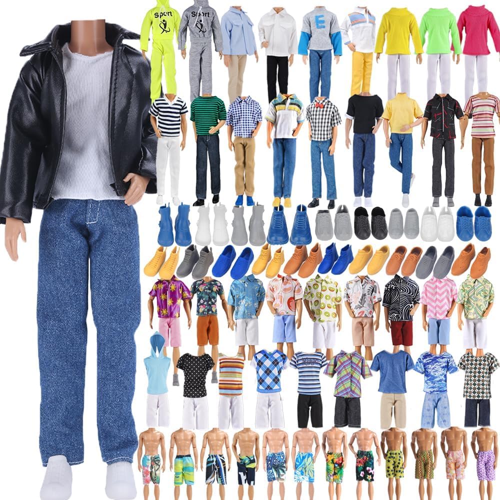 E-TING 10-Item Fantastic Pack: 5 Outfit Sets + 5 Shoes for 12-Inch Boy Doll