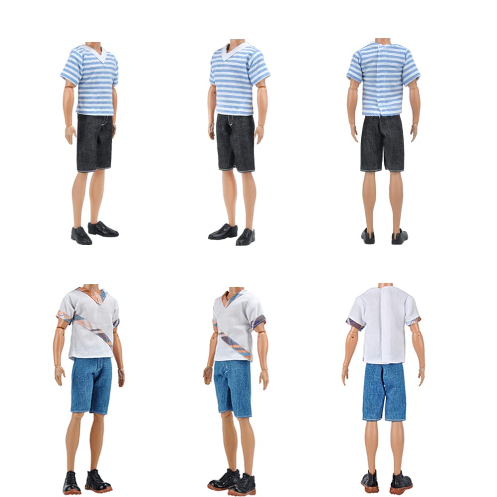E-TING 10-Item Fantastic Pack: 5 Casual Wear Sets + 5 Shoes for 12-Inch Boy Doll (Random Style)
