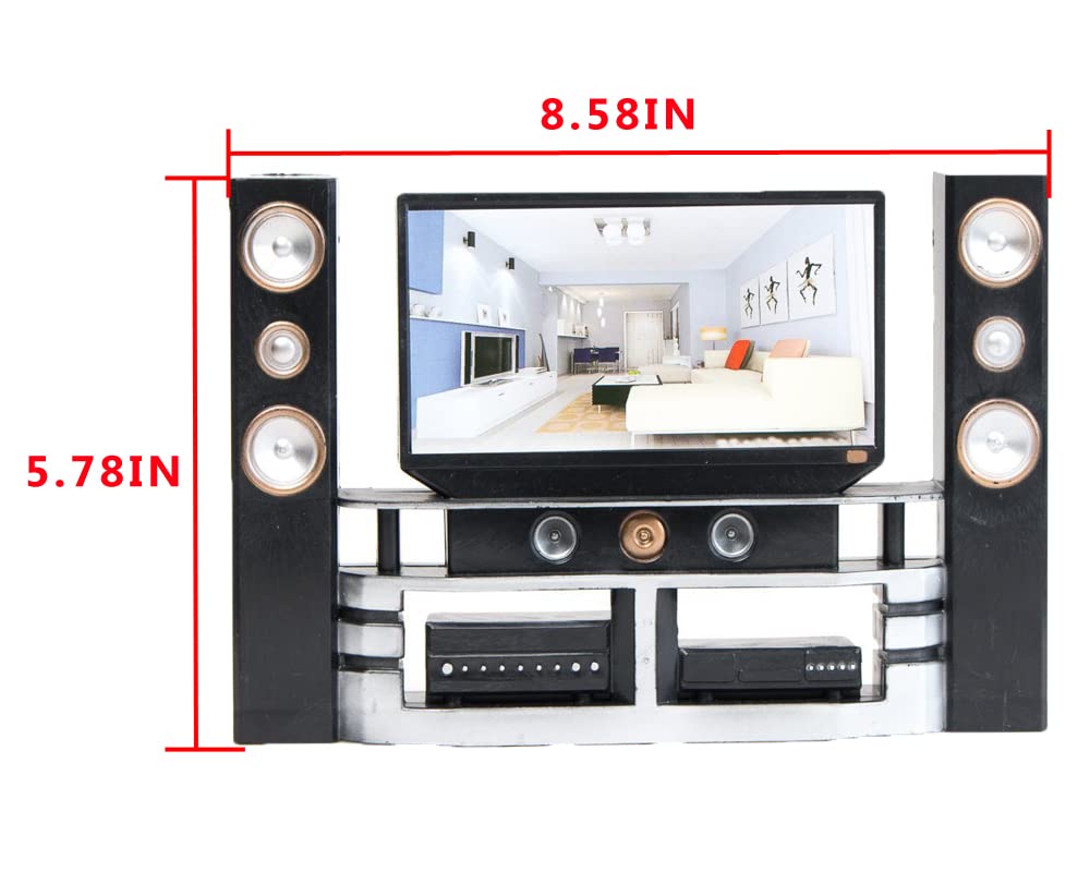 E-TING Miniature Dollhouse Hi-Fi TV Cabinet Set for 11.5-12-Inch Dolls