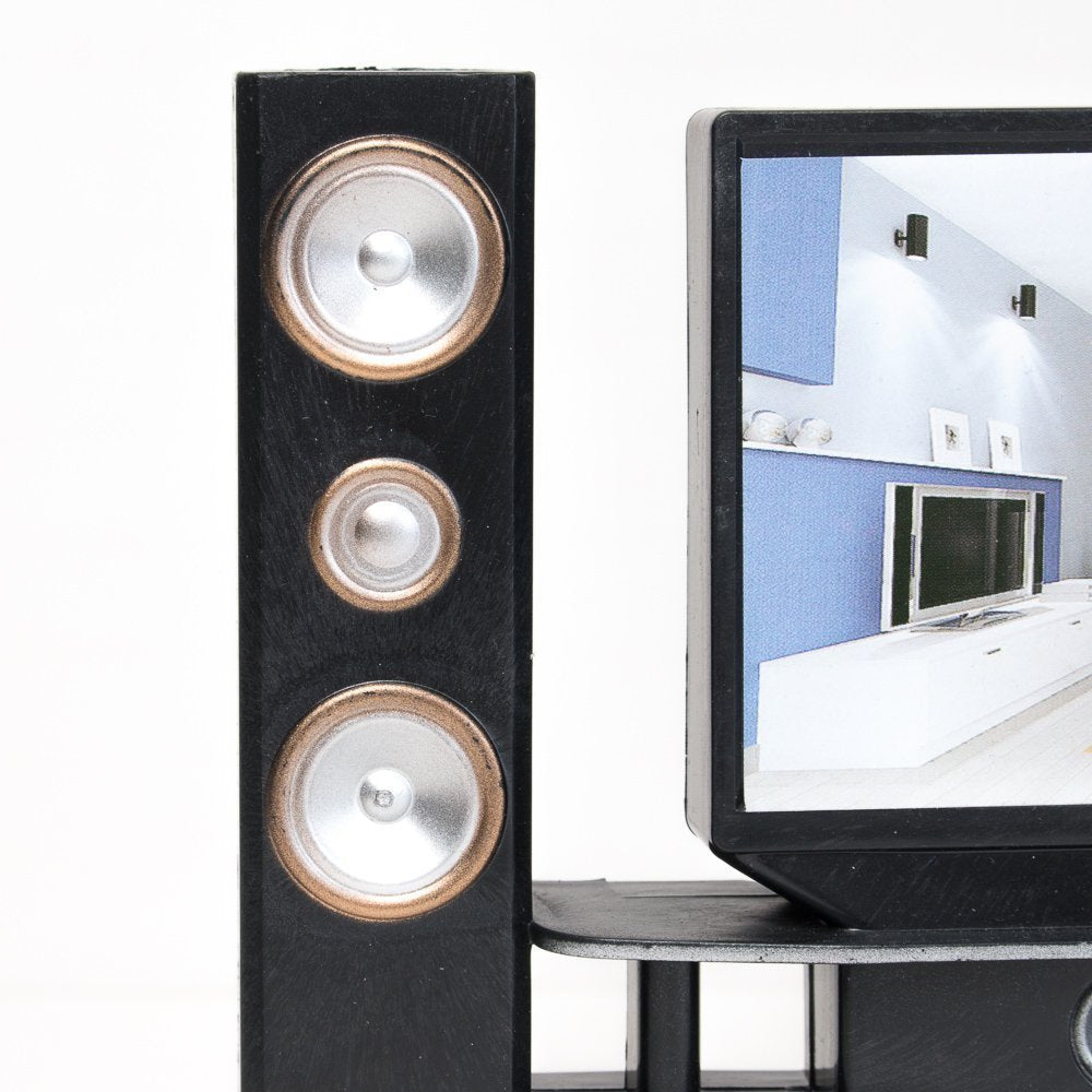E-TING Miniature Dollhouse Hi-Fi TV Cabinet Set for 11.5-12-Inch Dolls