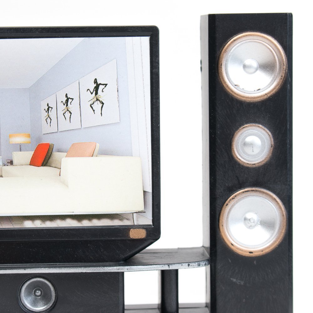 E-TING Miniature Dollhouse Hi-Fi TV Cabinet Set for 11.5-12-Inch Dolls