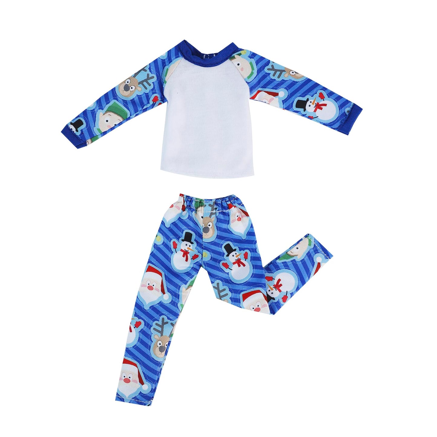 E-TING Santa Blue Snowman Nightshirt Pajamas for Elf Dolls | Christmas Accessories