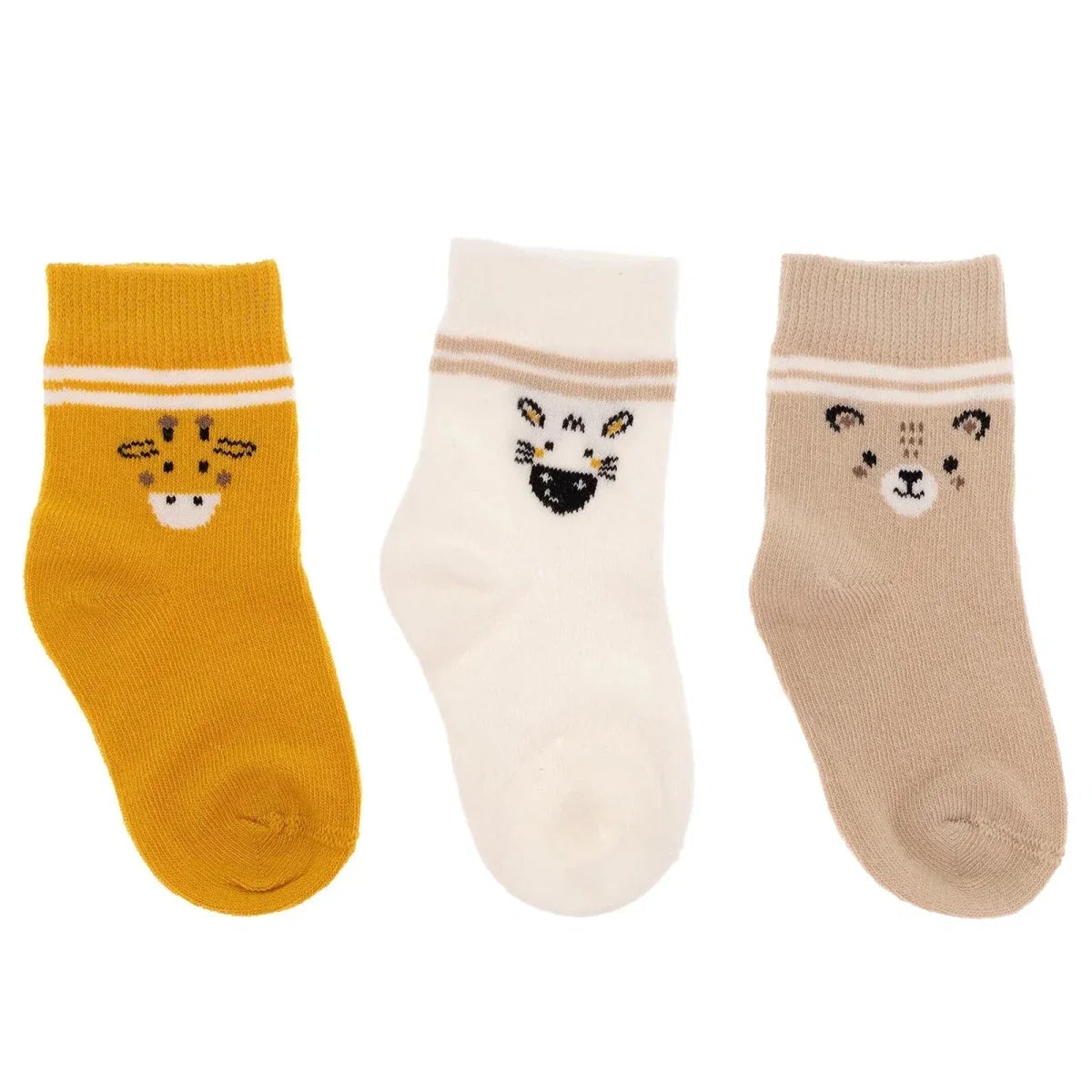 HelloBaby Boys 3-Pack Baby Socks Animal - Mustard