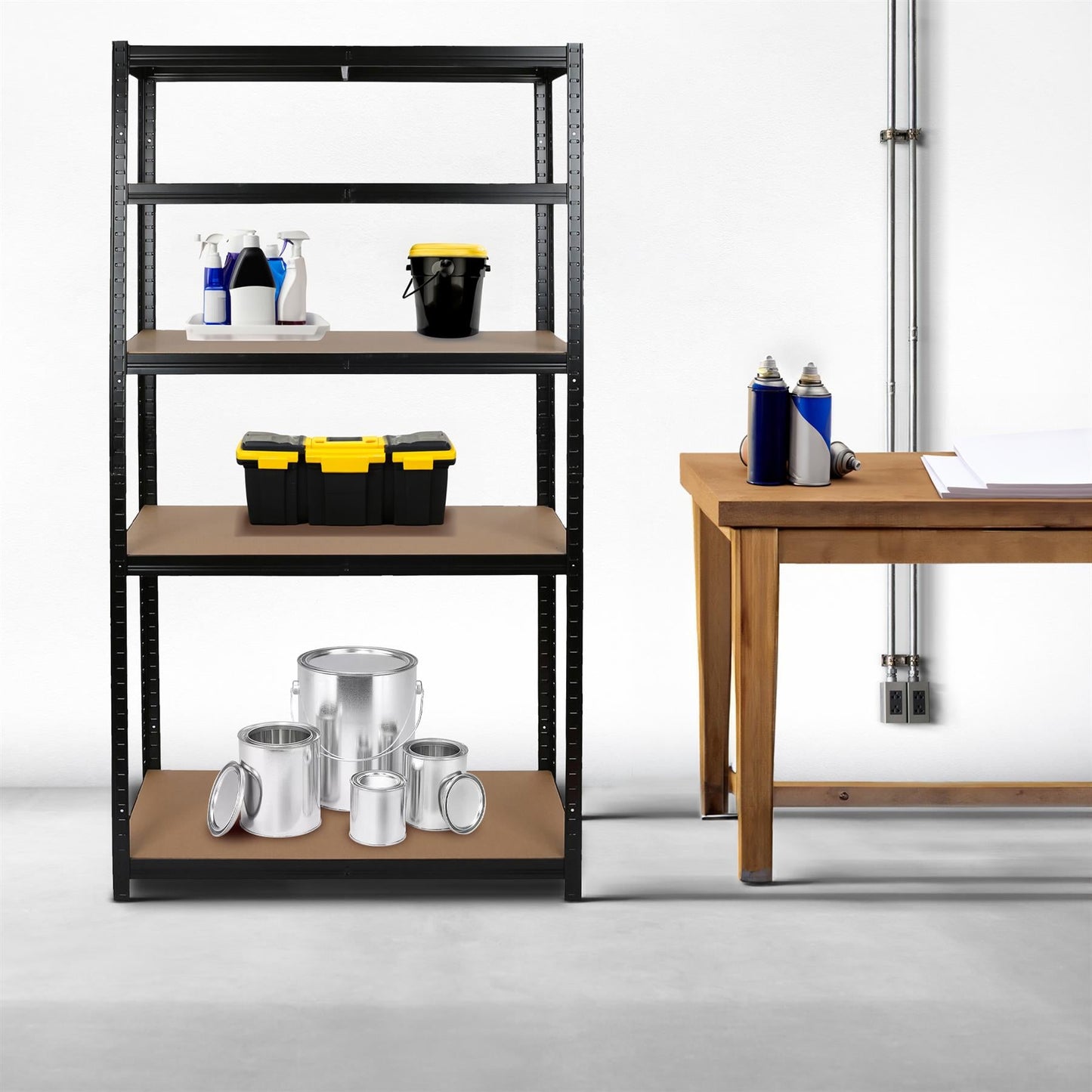 2pc 5-Tier Steel Garage Shelving Units Set - 75 x 30 x 150cm - Galvanised