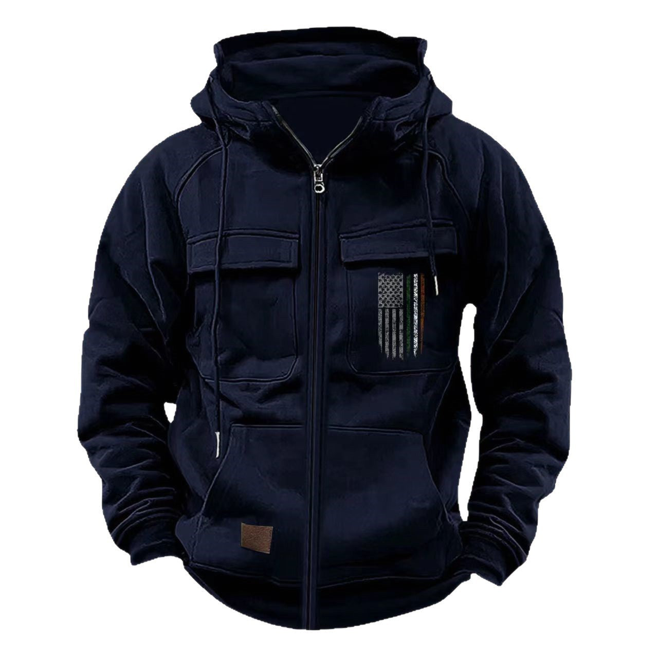 Printed Loose Zip Casual Hooded Sweatshirt