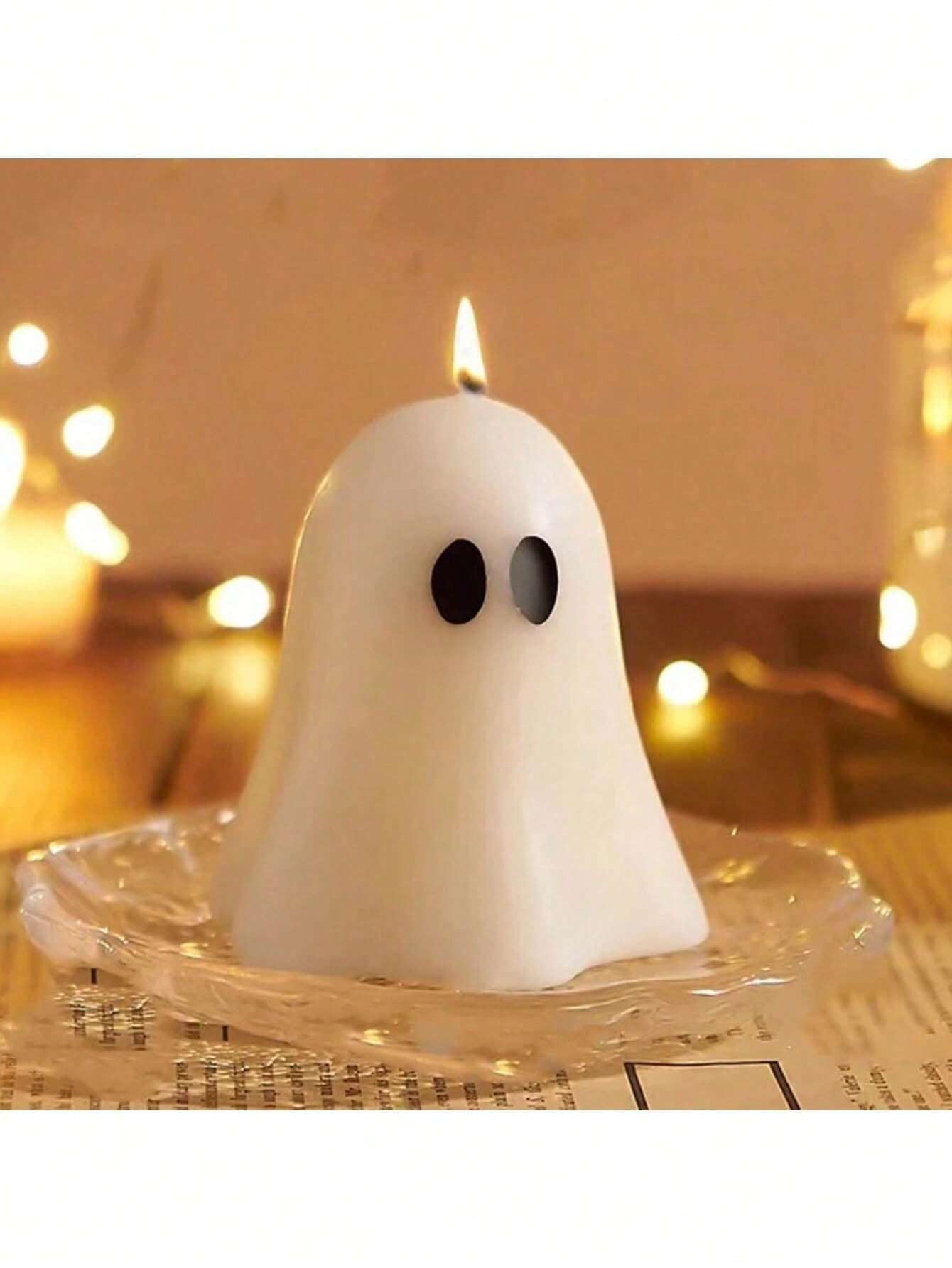 1Pc Ghost Wax Candle - Smokeless Hand-Poured Wax Candle, Suitable for Home Decor, Tabletop Accents, Gift Boxes, Thanksgiving, Halloween Party Decorations, Atmosphere Fragrance Candle Fall Autumn