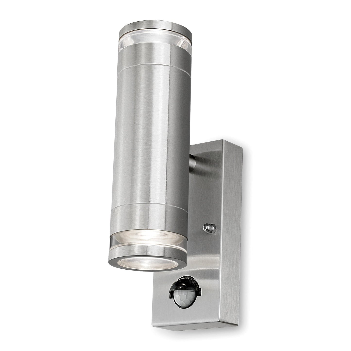4lite Marinus GU10 Bi-Directional Outdoor Wall Light with PIR - Stainless Steel