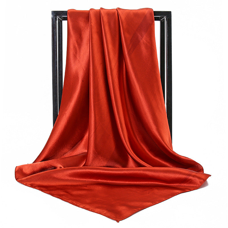Ladies' Solid Colour Silk Satin Square Scarf, 90/90cm Headscarf, Flight Attendants' Neckerchiefs