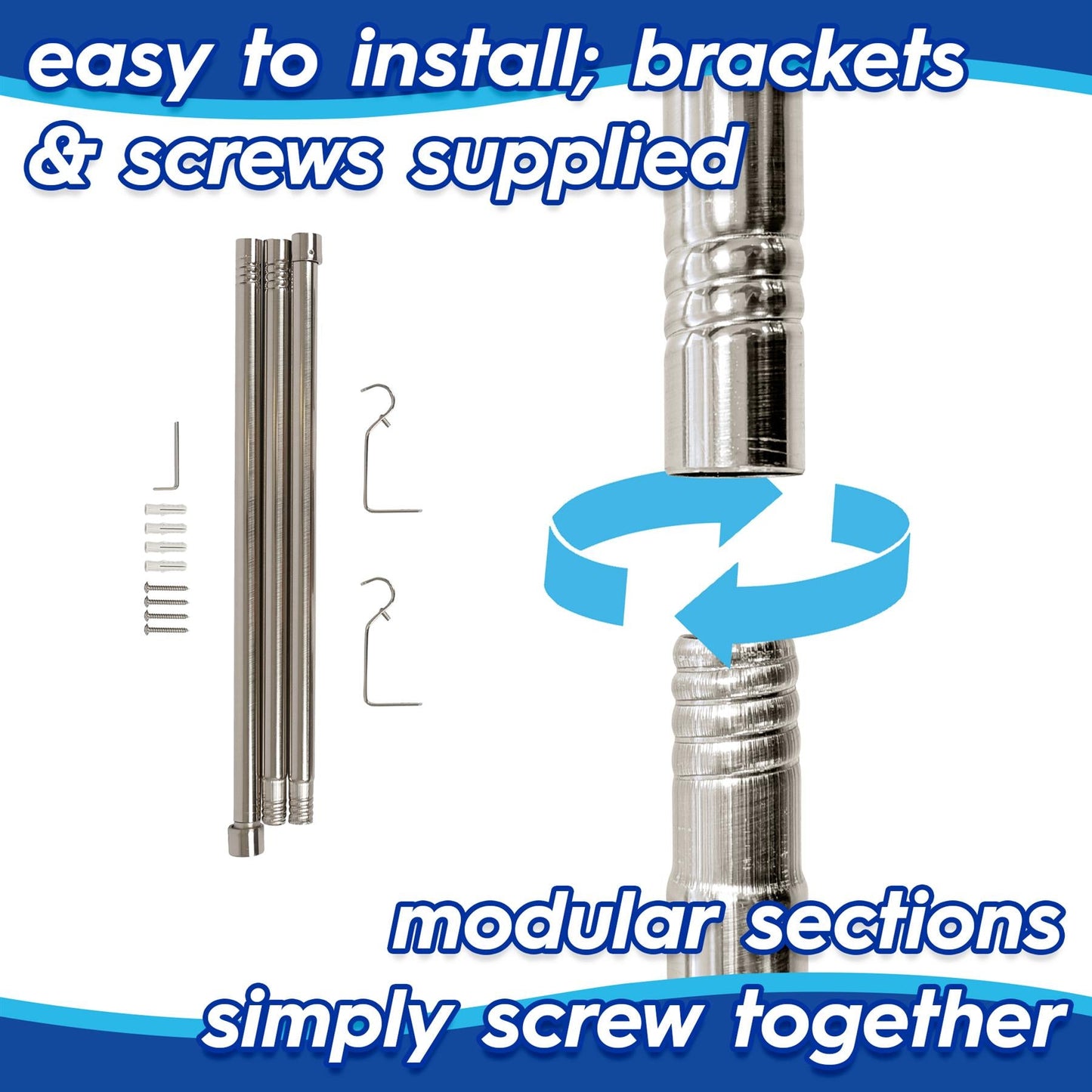 Extendable Metal Curtain Pole Kit - 83 to 120cm