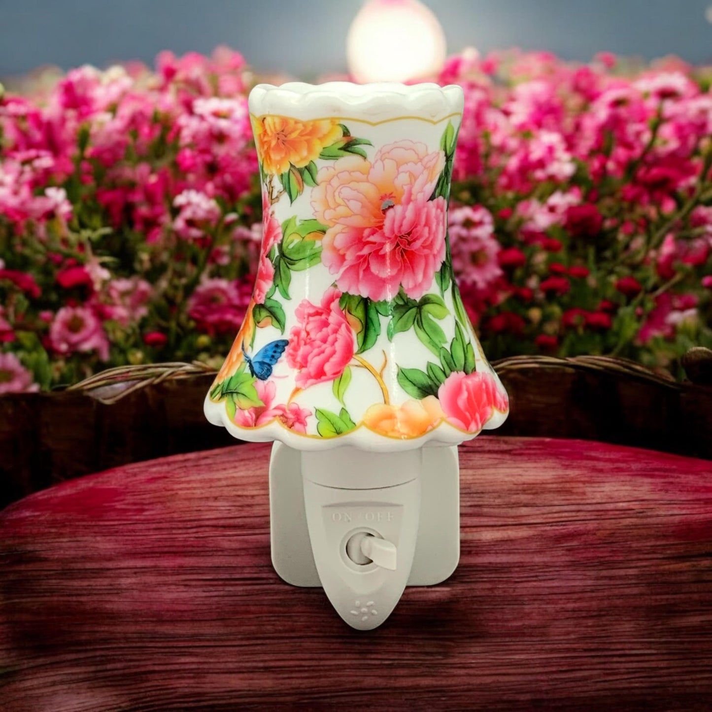 8 INCH FLORAL LED NIGHTLIGHT ORANGE AND PINK
