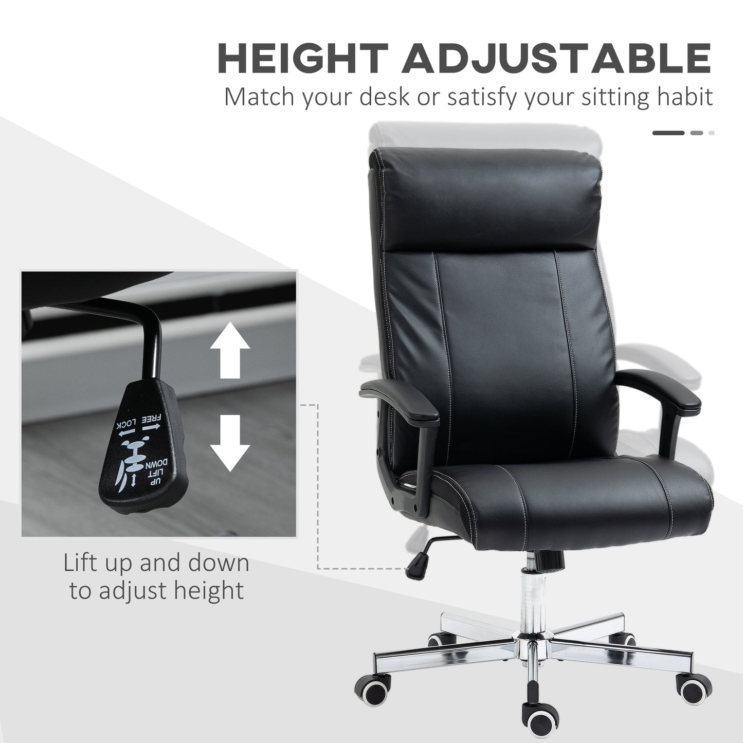 Vinsetto Massage Office Chair PU Leather Computer Chair w/ Tilt Function Black