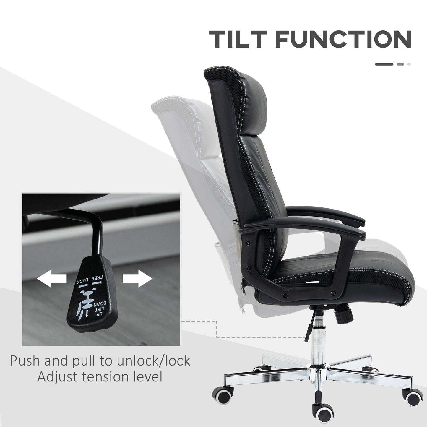 Vinsetto Massage Office Chair PU Leather Computer Chair w/ Tilt Function Black