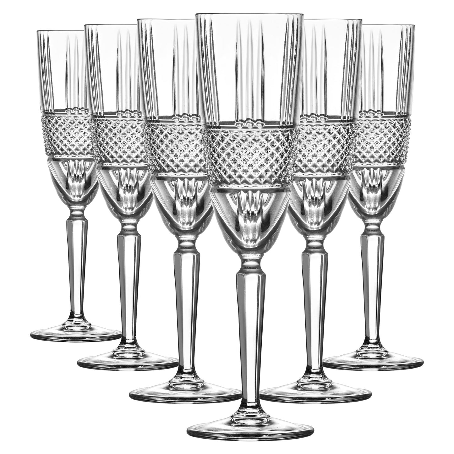 190ml Crystal Champagne Flutes - Pack of Six - Downton Abbey