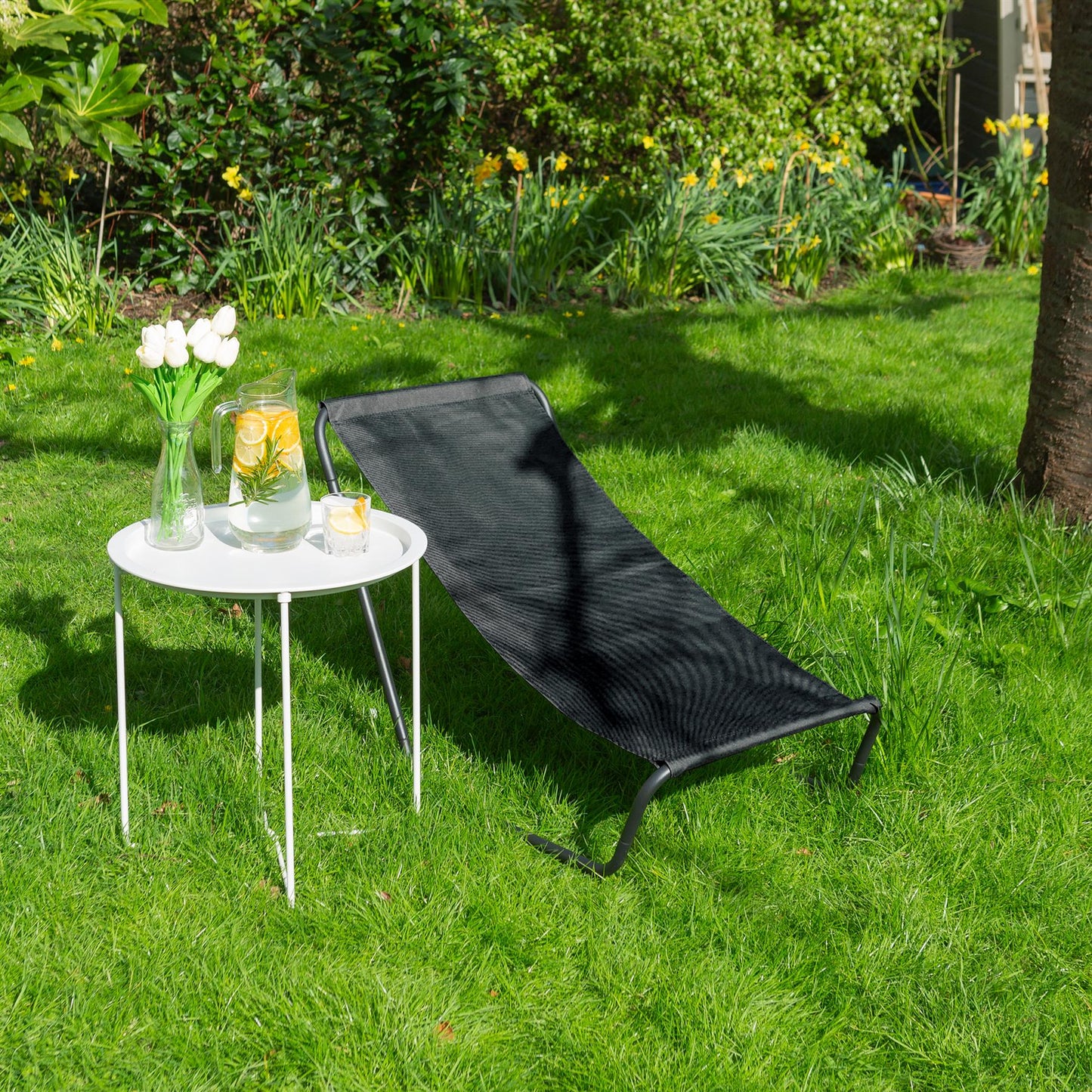 Black Folding Beach Lounger