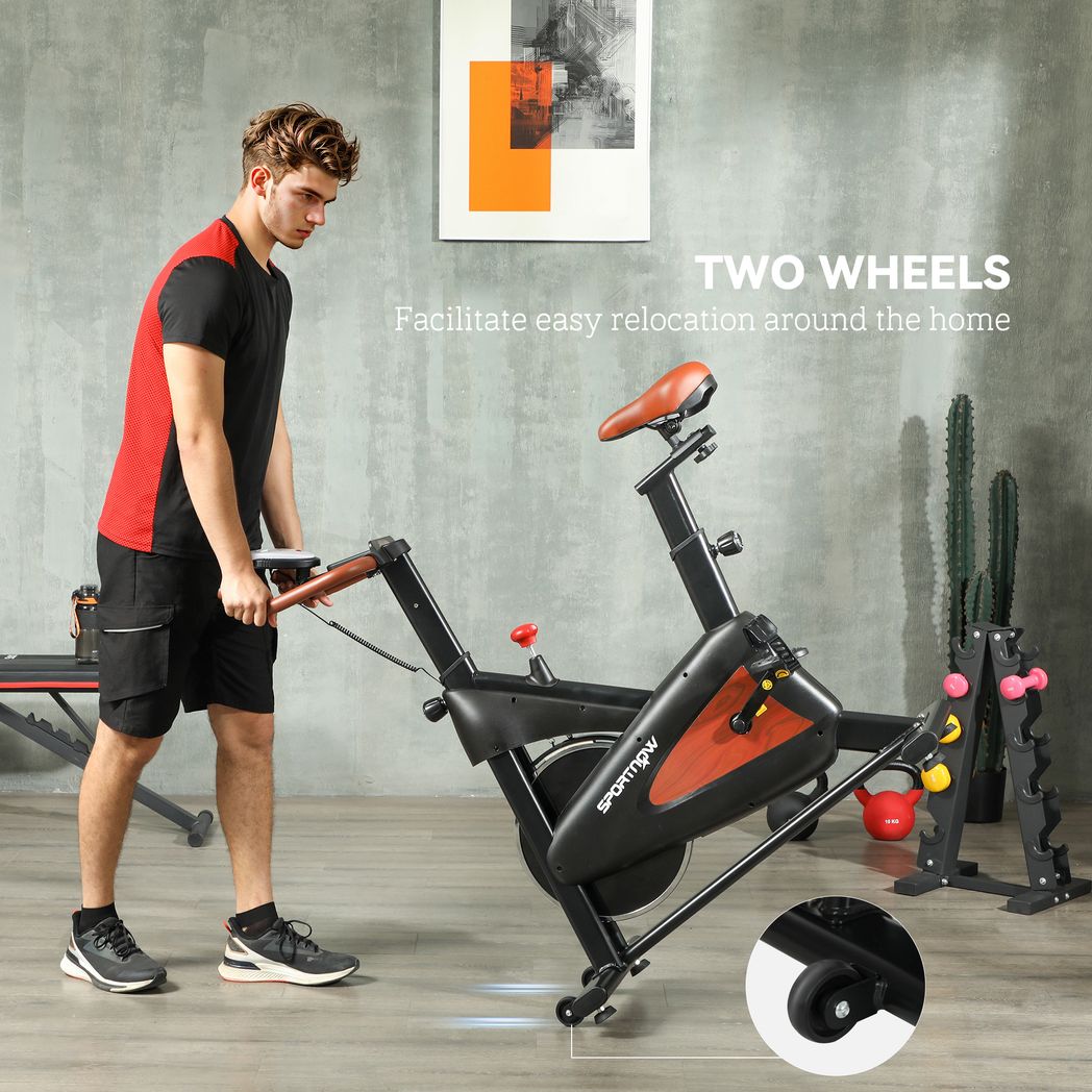 SPORTNOW Quiet Stationary Exercise Bike with Adjustable Seat