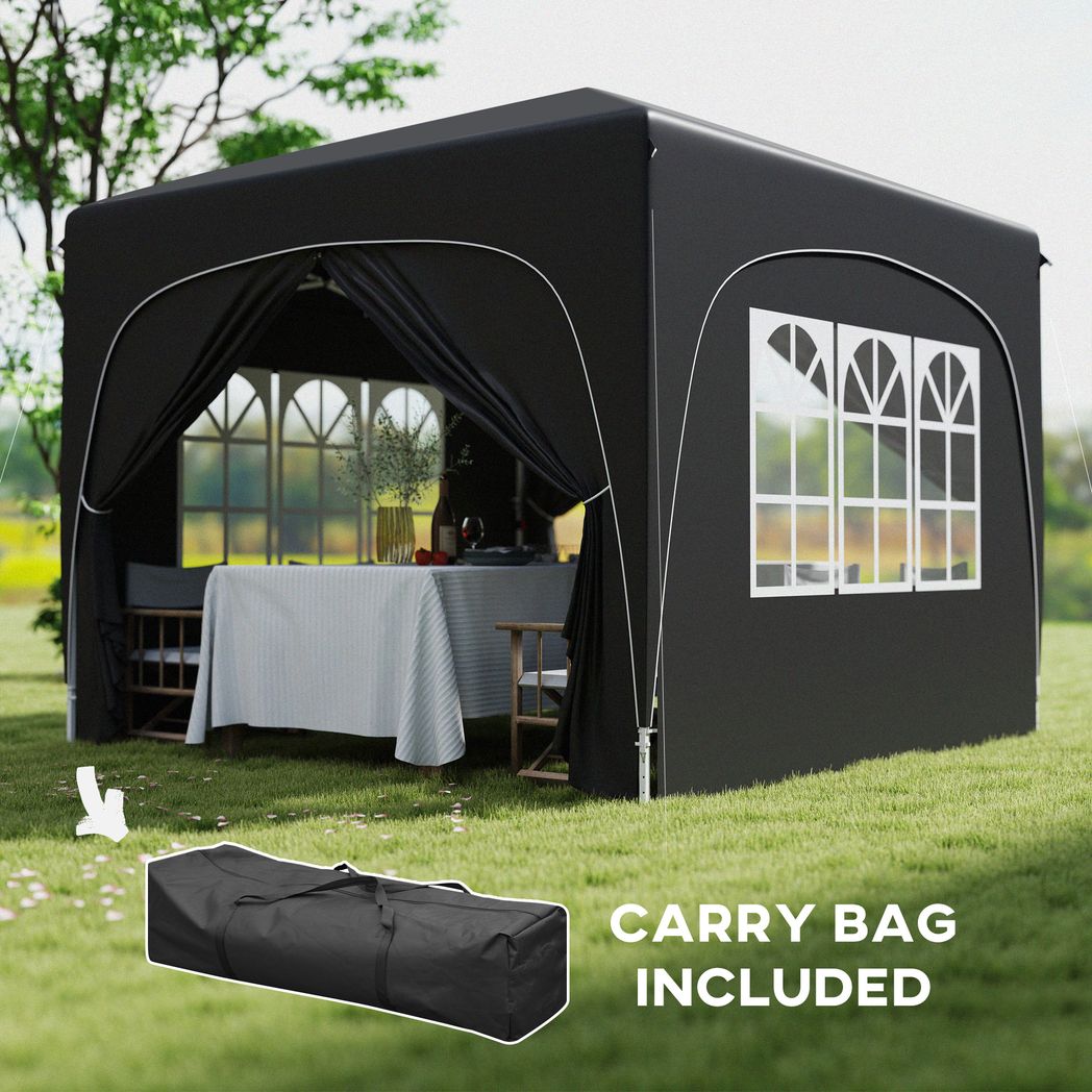Outsunny 3 x 3(m) UPF50+ Pop Up Gazebo with Sides and Carry Bag