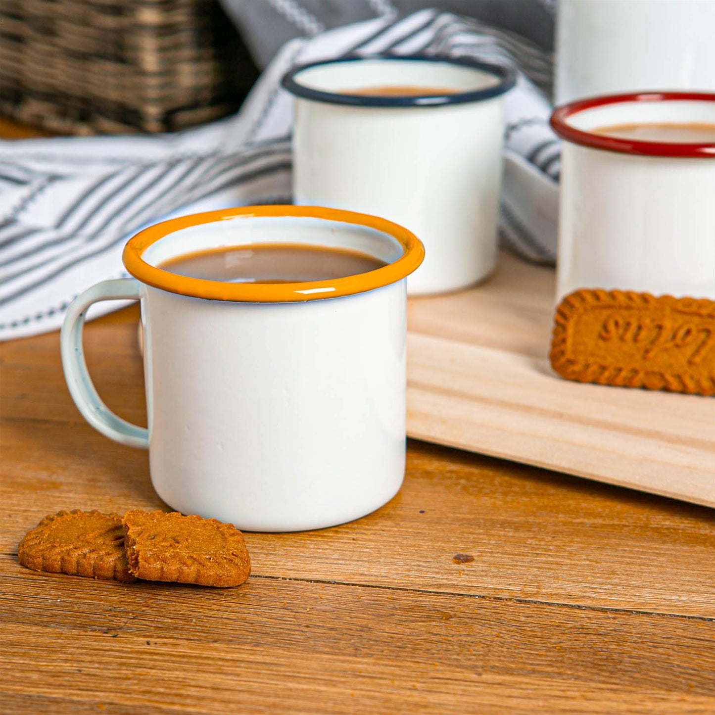375ml White Enamel Mugs - Pack of Six