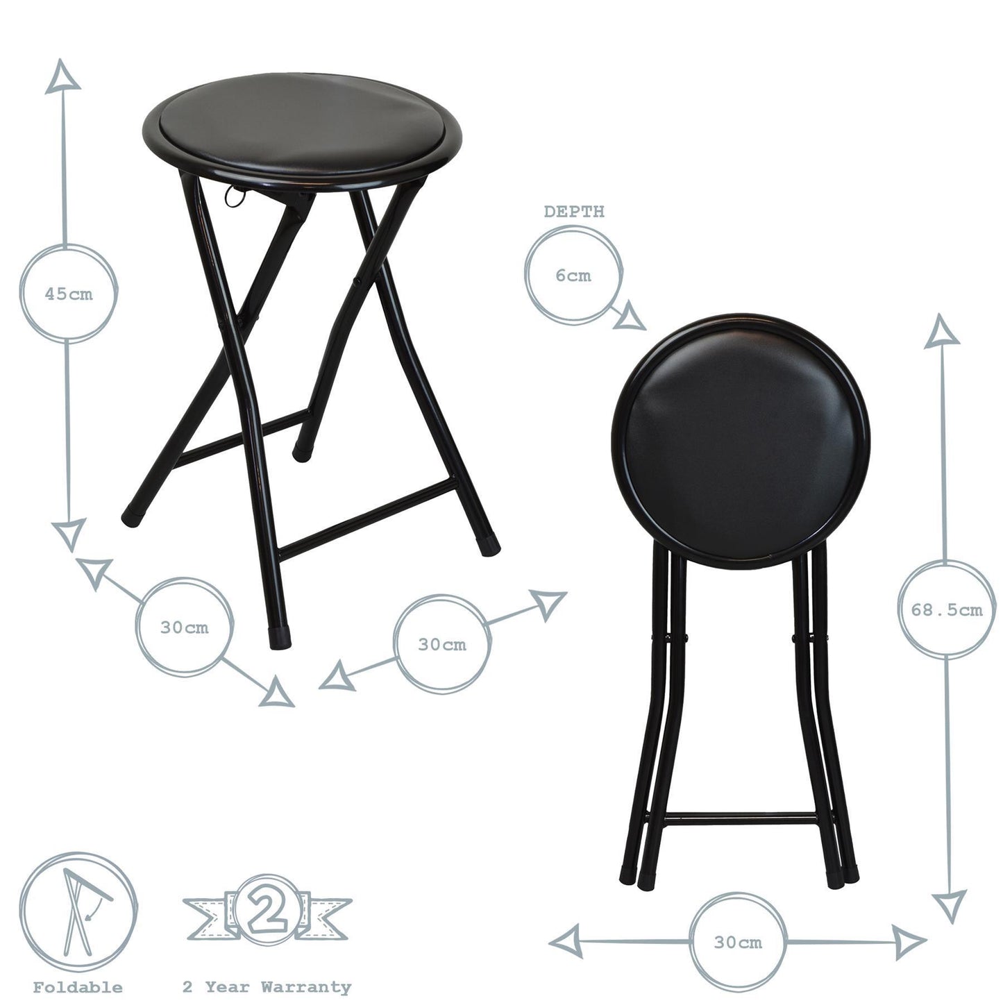 Grey Padded Folding Stool