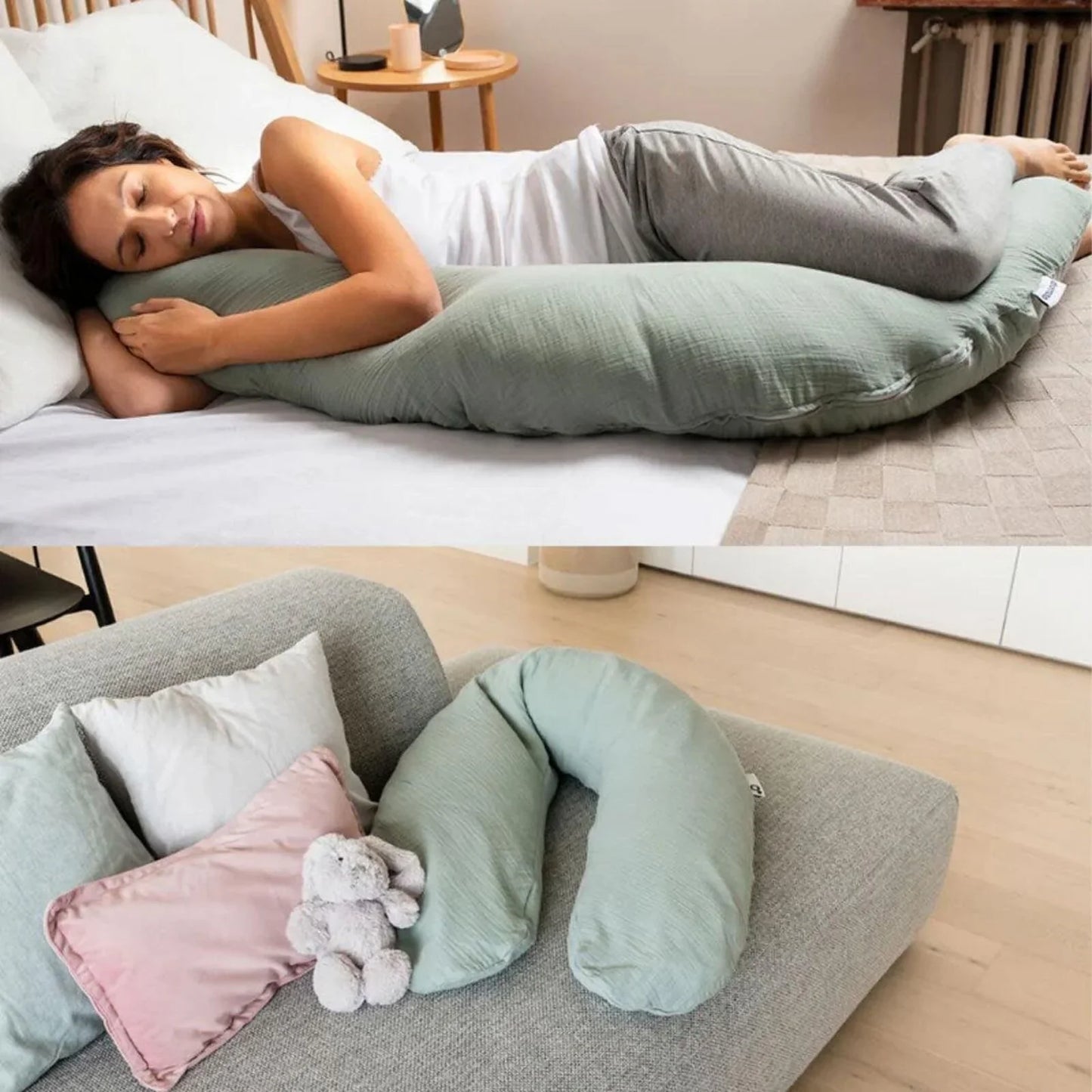 Doomoo Comfy Big Muslin Maternity Pillow - Green