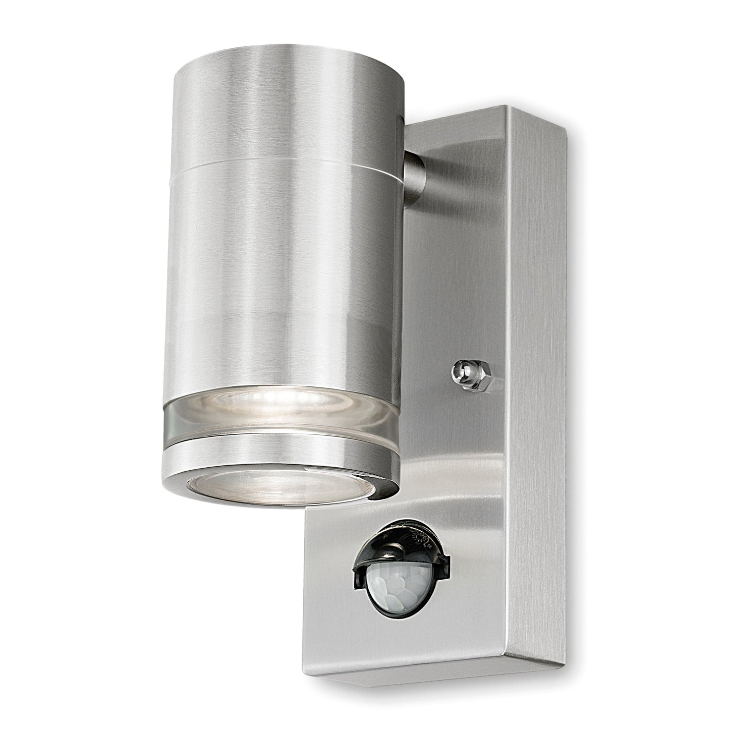 4lite Marinus GU10 Single Direction Outdoor Wall Light with PIR - Stainless Steel