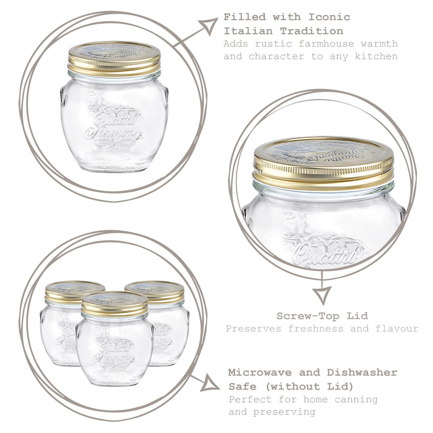 500ml Quattro Stagioni Amphora Glass Storage Jar