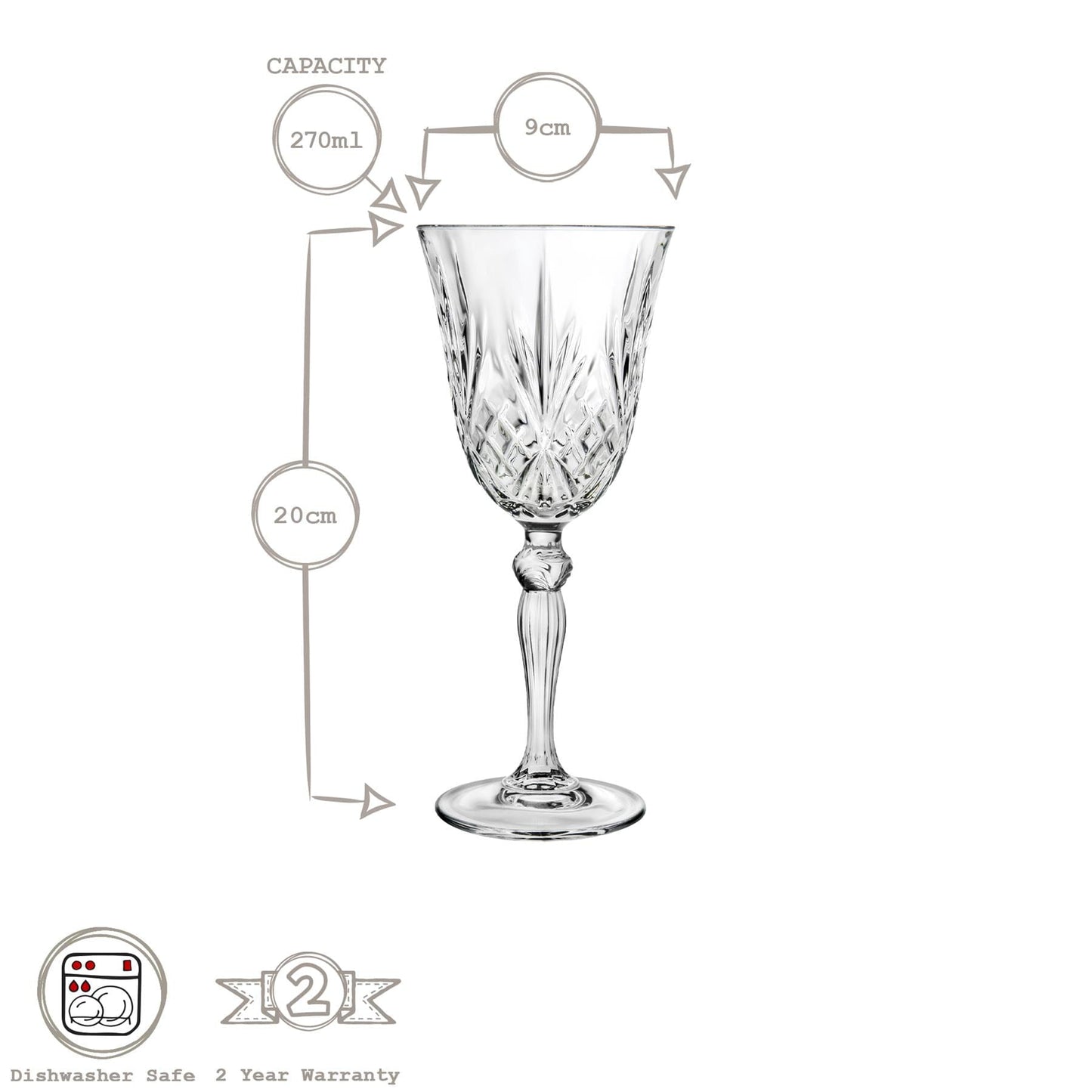270ml Crystal Melodia Red Wine Glasses - Pack of Six