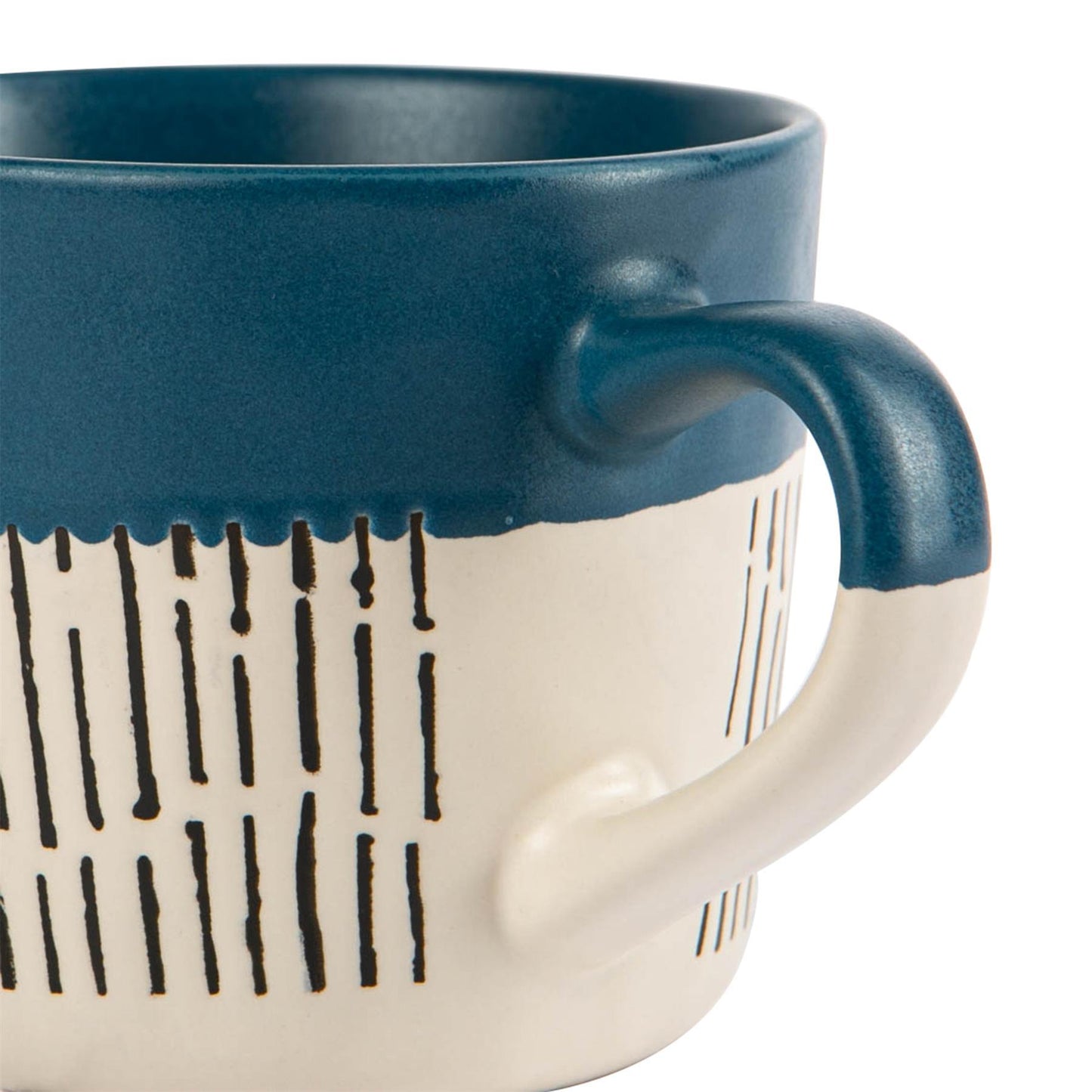 450ml Blue Colour Block Dash Stoneware Coffee Mug
