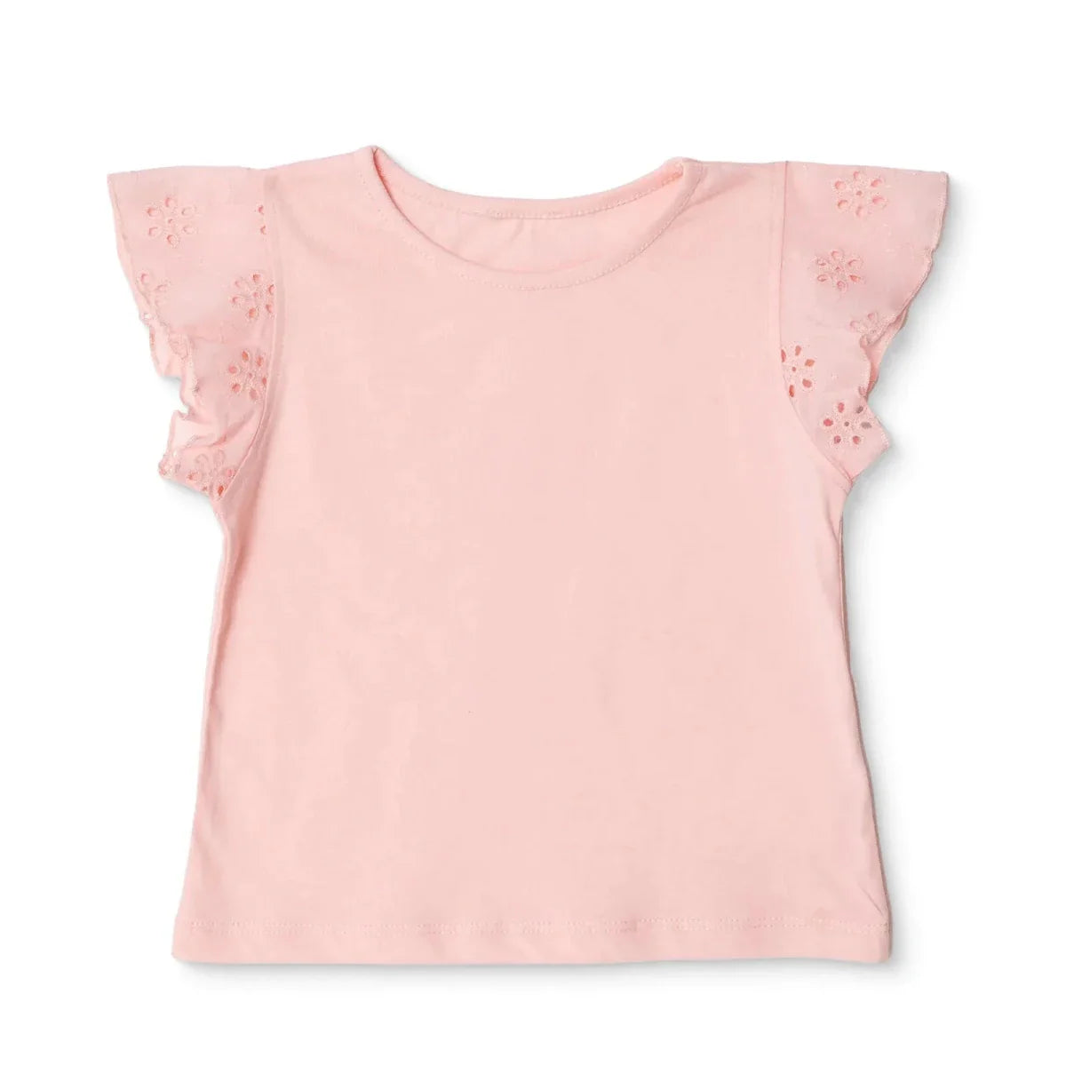 HelloBaby Girls T-shirt Crew Neck Short Sleeve - Powder