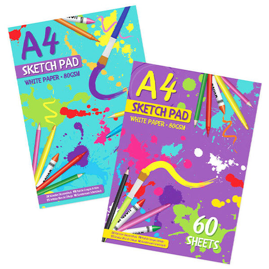 Children's A4 Sketch Pad with 60 Sheets of 80gsm White Paper