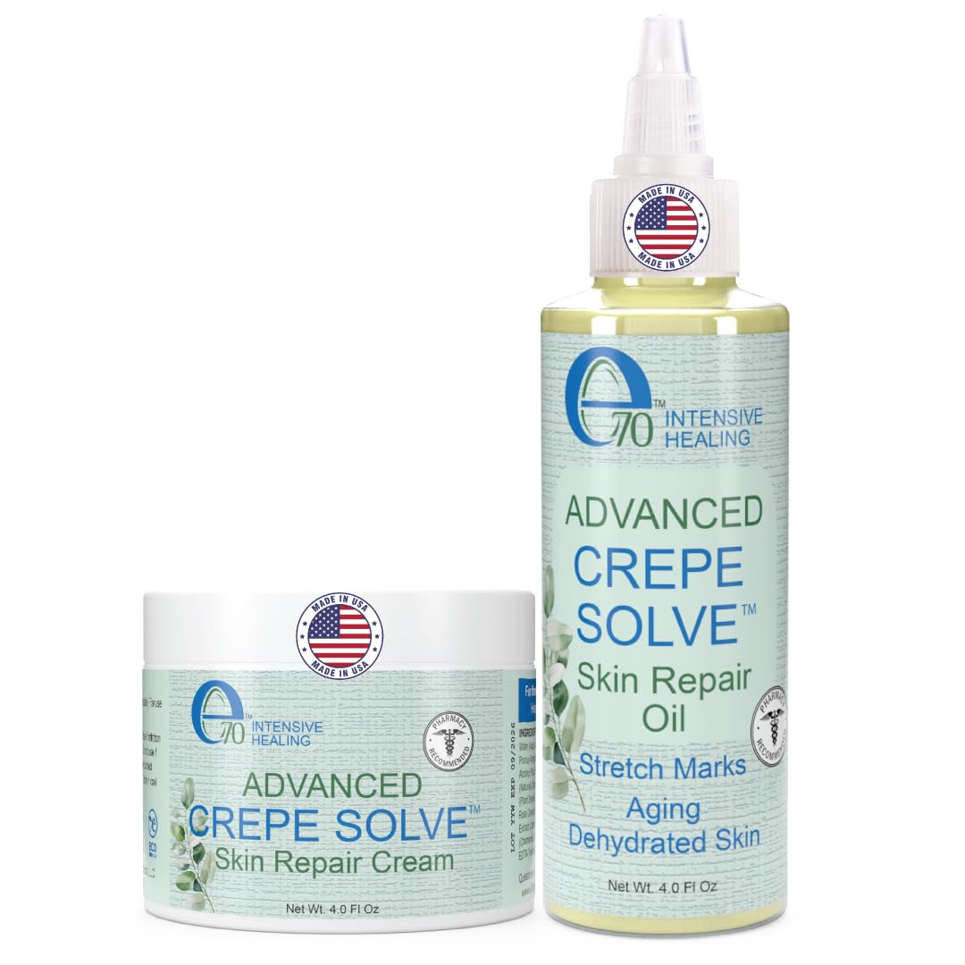 e70 Crepe Skin Erase Cream & Firming Oil Set (2 Pk, 4 Fl Oz Each) - Made in USA