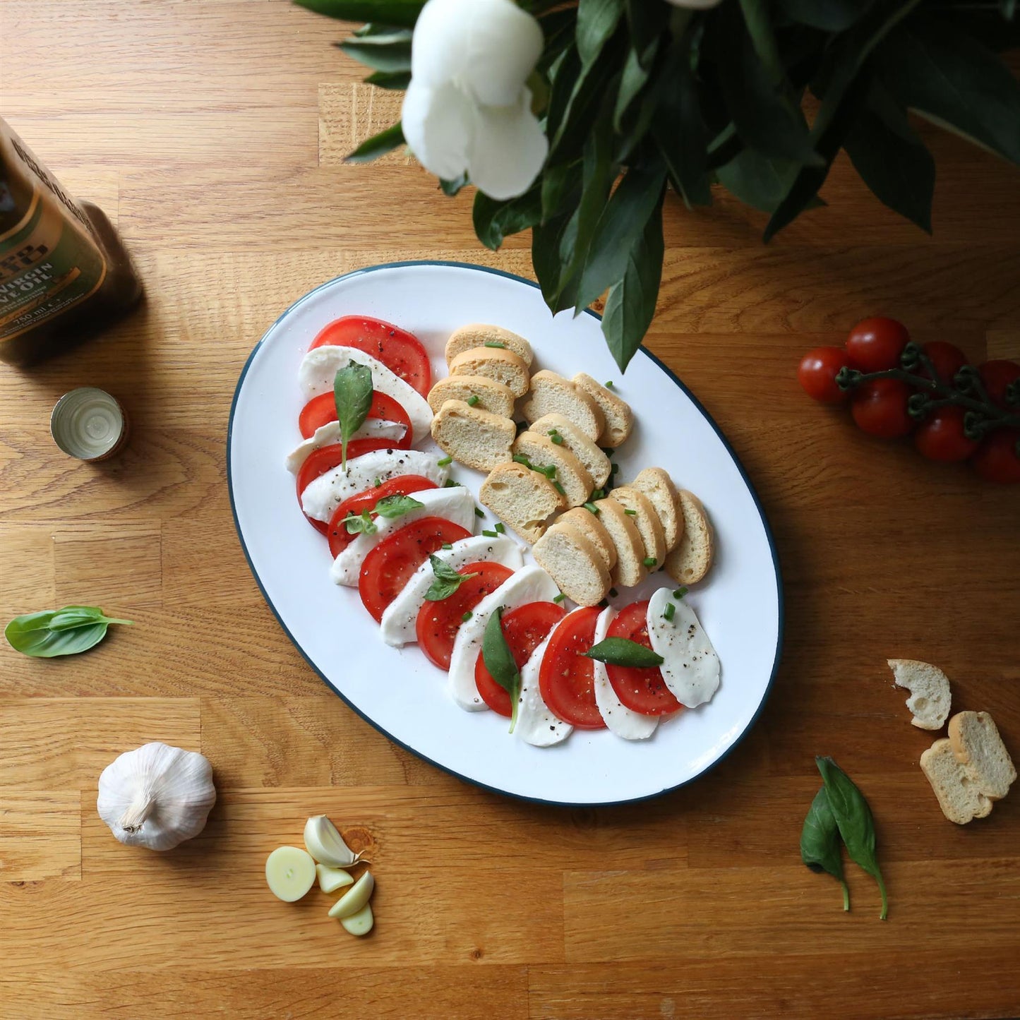 White Enamel Serving Platter - 30cm x 22cm