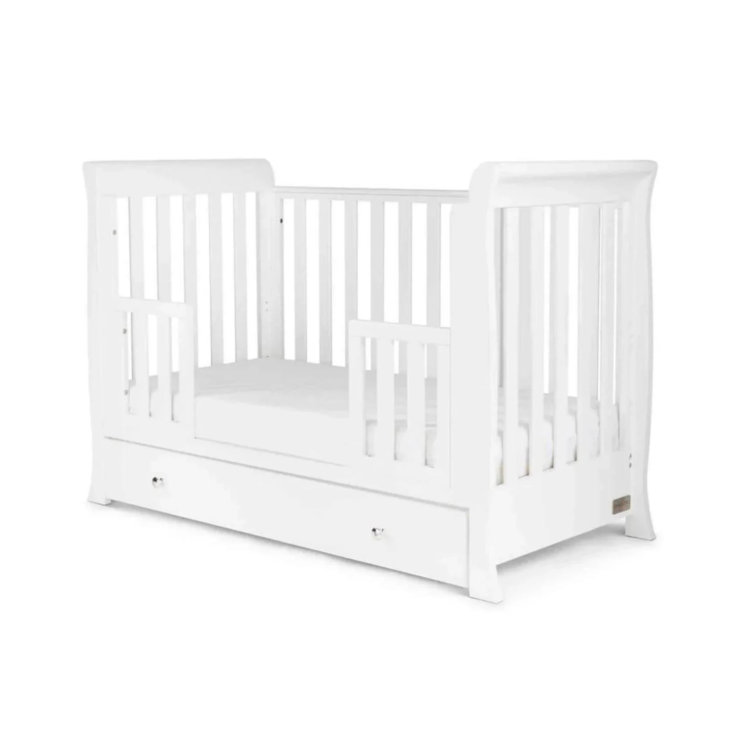 Ickle Bubba Snowdon Mini Cot Bed White - Premium Sprung Mattress
