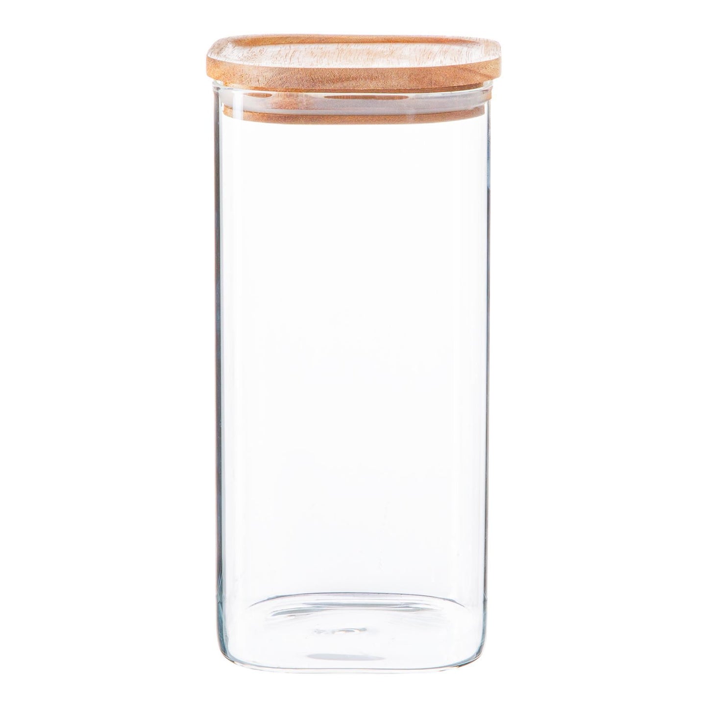 1.5L Square Glass Storage Jar with Wooden Lid