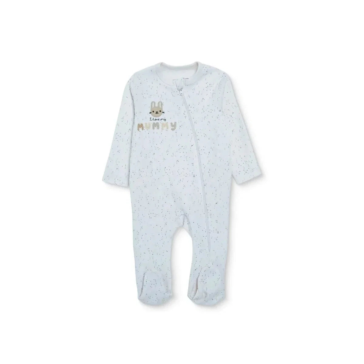 HelloBaby Girls Footed Sleepsuit Polka Dot Print Zip Fastening Crew Neck Full Length Long Sleeve - Ecru