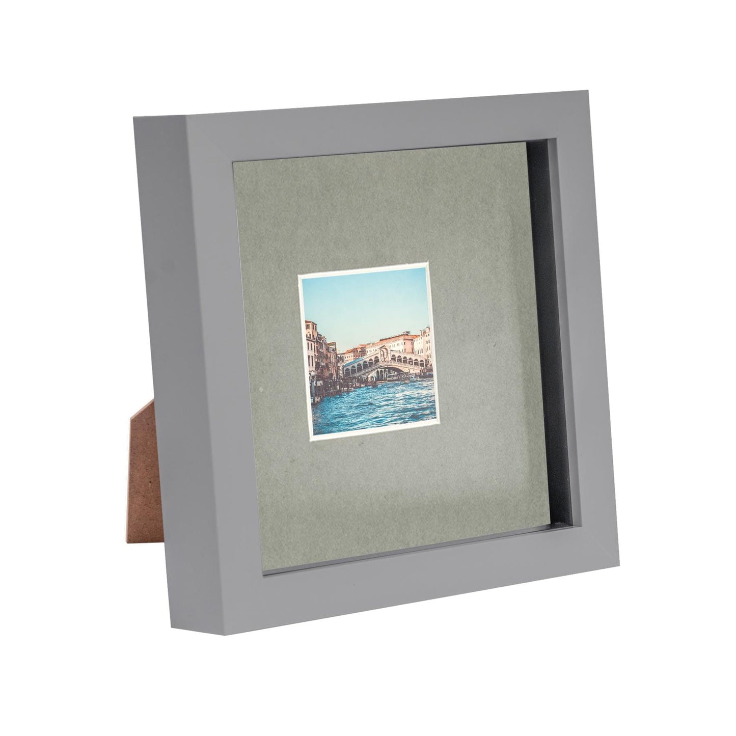 Grey 6" x 6" 3D Box Photo Frame with 2" x 2" Mount
