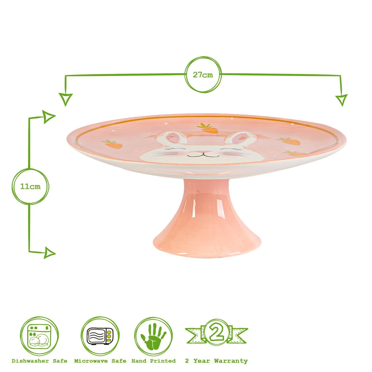 27cm Pink Bunny Dolomite Cake Stand