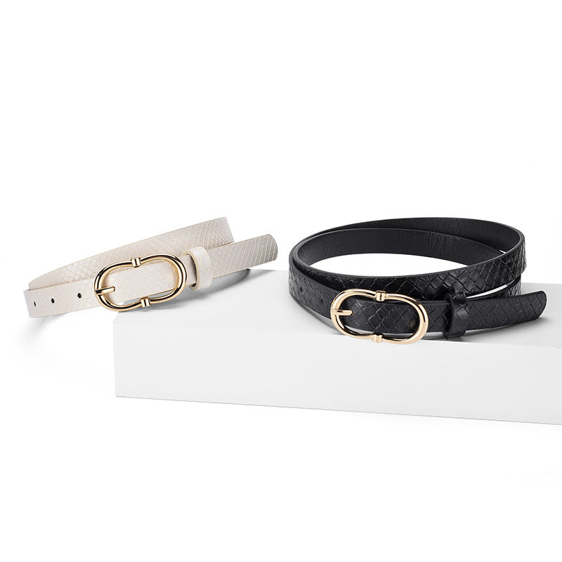 Versatile Snake Print Leather Belt For Women