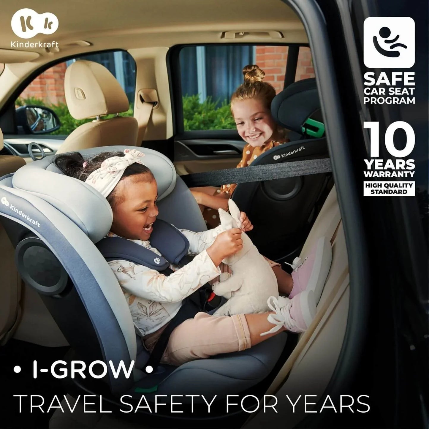 Kinderkraft i-Grow i-Size Car Seat (Birth to 12 Years) - Grey
