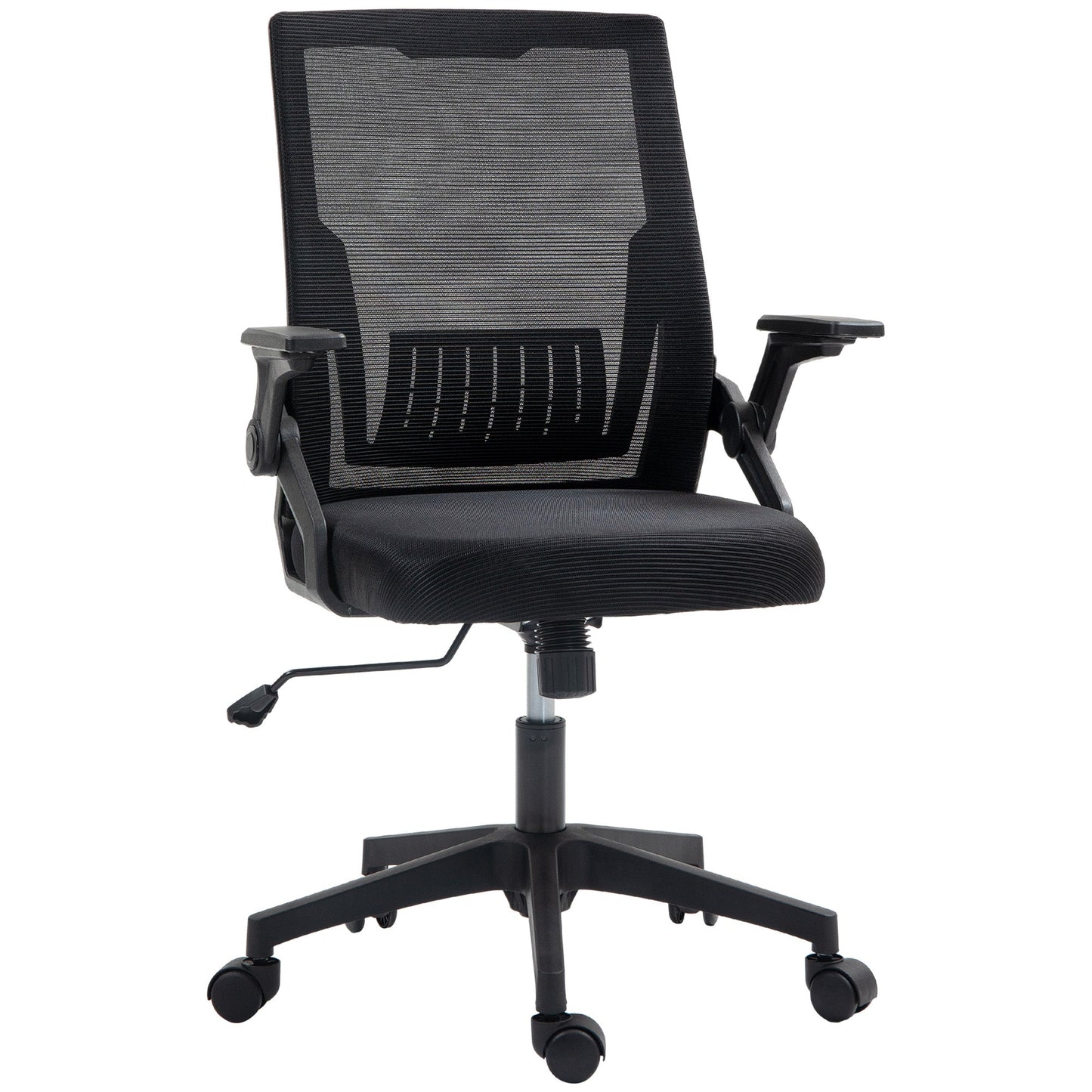 Vinsetto Mesh Office Chair for Home with Lumbar Support, Flip-up Arm, Wheels