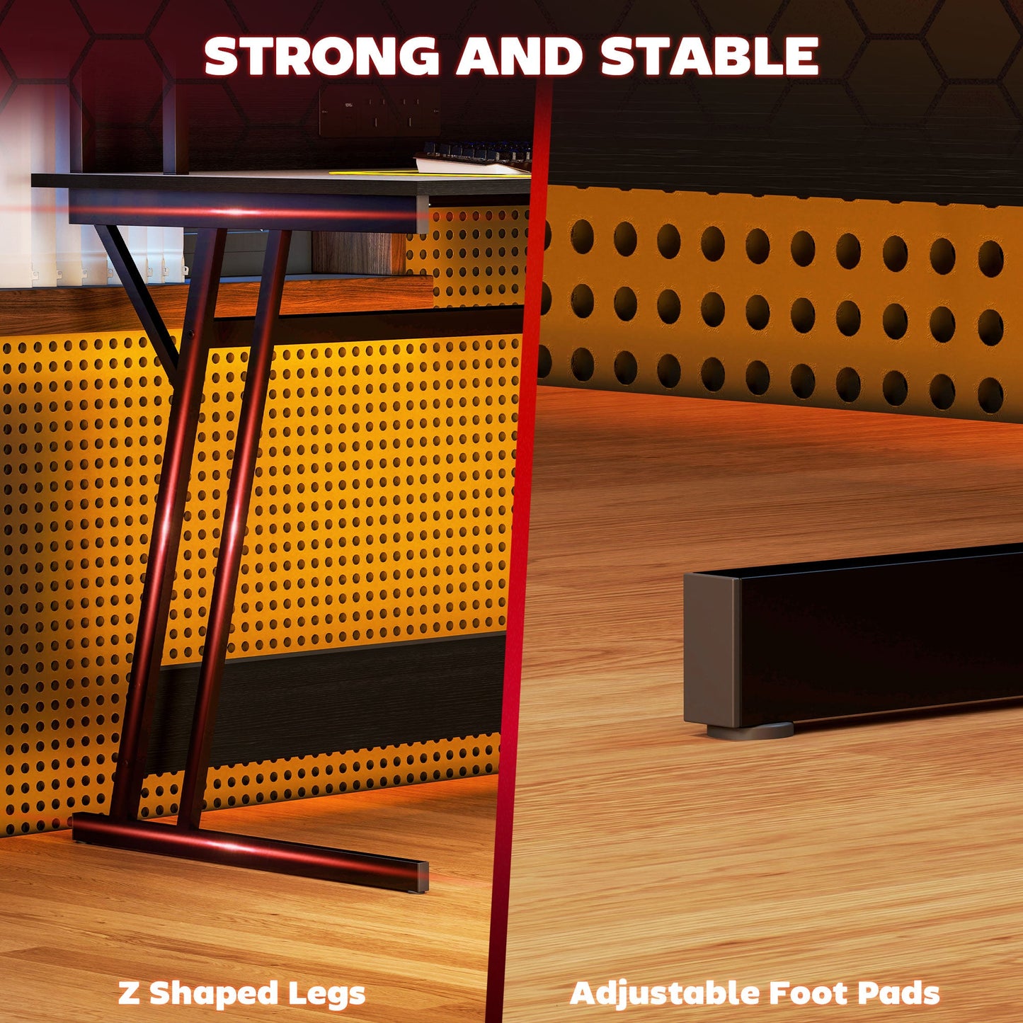 HOMCOM LED Gaming Desk with Power Outlets and Monitor Stand 100 x 60cm Black
