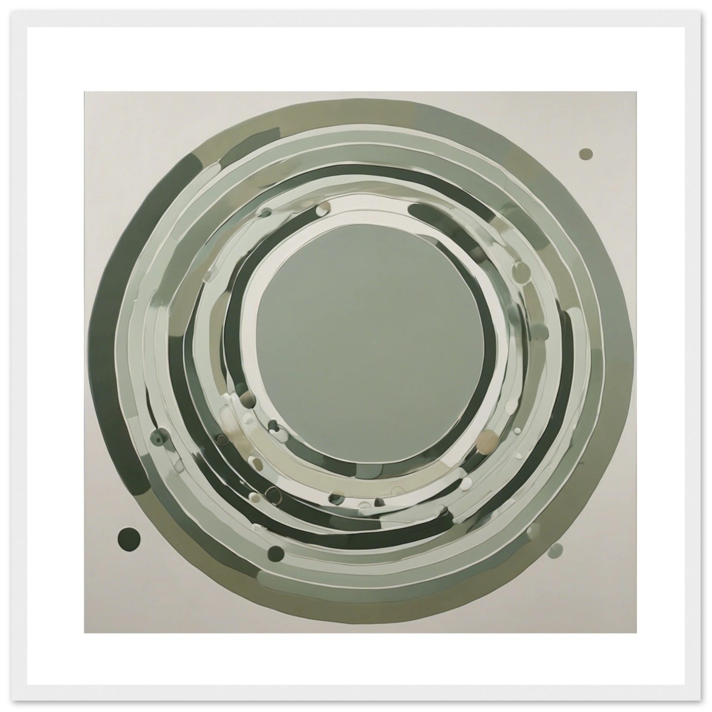 Sage Green Circular Abstract Framed Poster – Minimalist Geometric Wall Art
