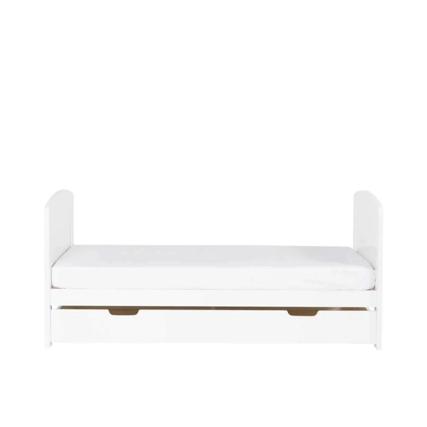 Ickle Bubba Coleby Scandi Cot Bed with Under Drawer Scandi White - Fibre Mattress