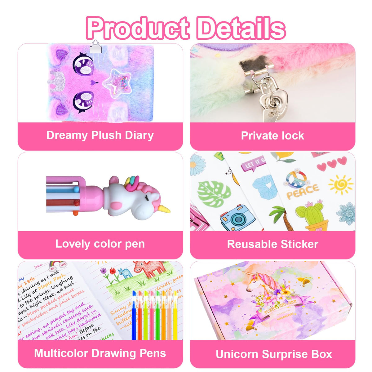 EABUY Girls Diary with Lock and Keys – Journal Kit for Writing & Drawing