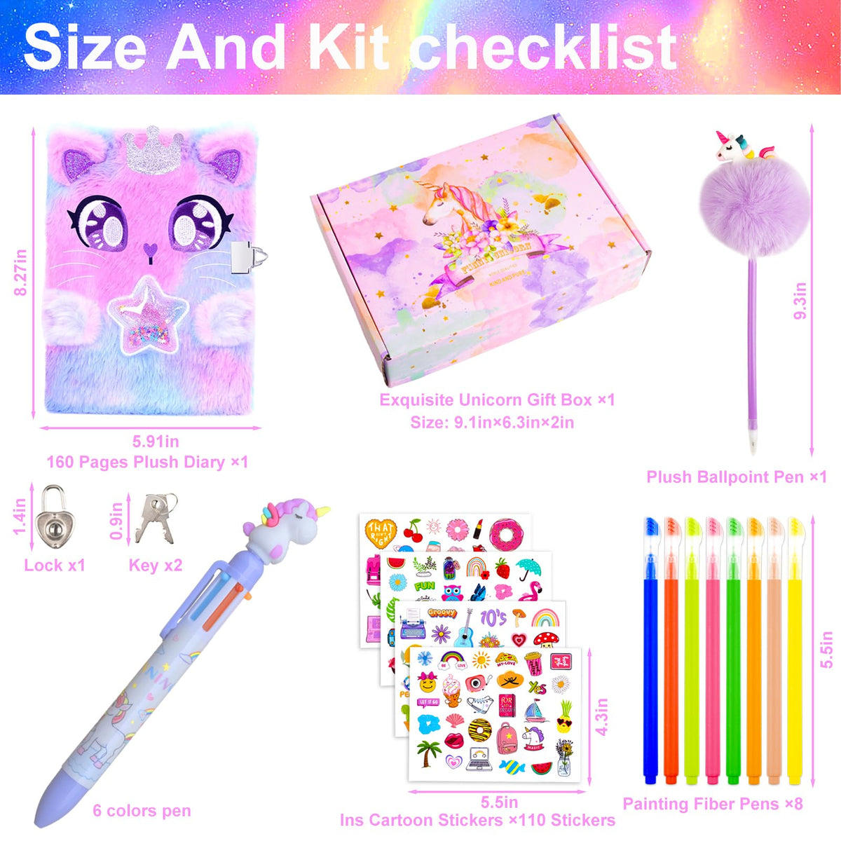 EABUY Girls Diary with Lock and Keys – Journal Kit for Writing & Drawing