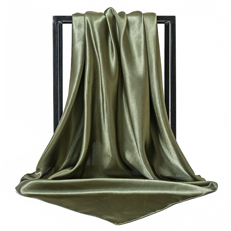 Ladies' Solid Colour Silk Satin Square Scarf, 90/90cm Headscarf, Flight Attendants' Neckerchiefs