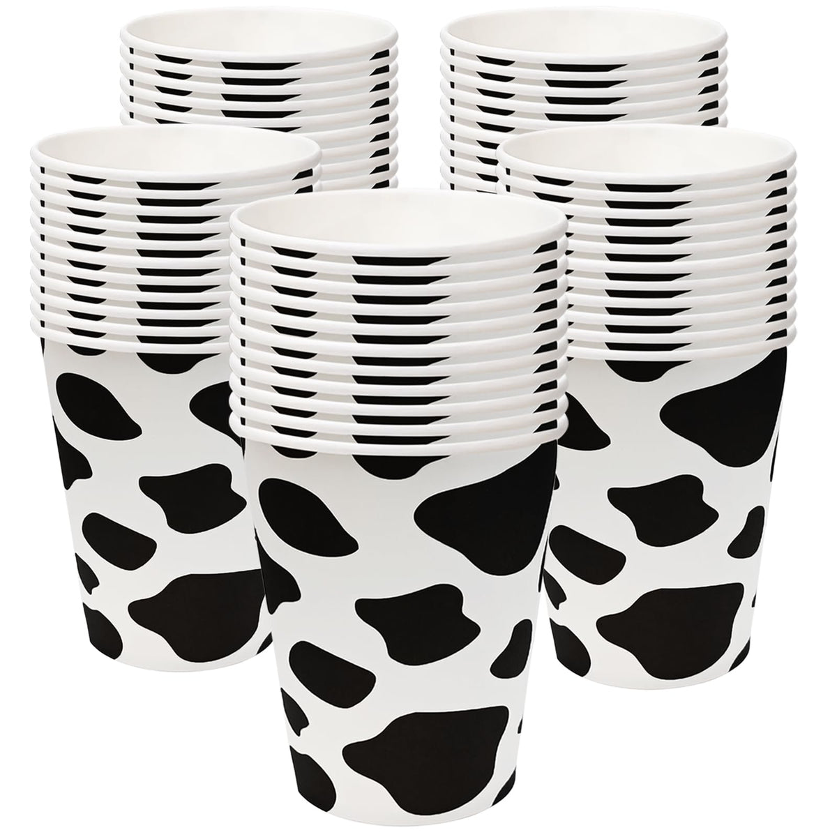 EaciTown 50 Pcs Cow Print Paper Cups – Cowgirl & Farm Birthday Party Supplies
