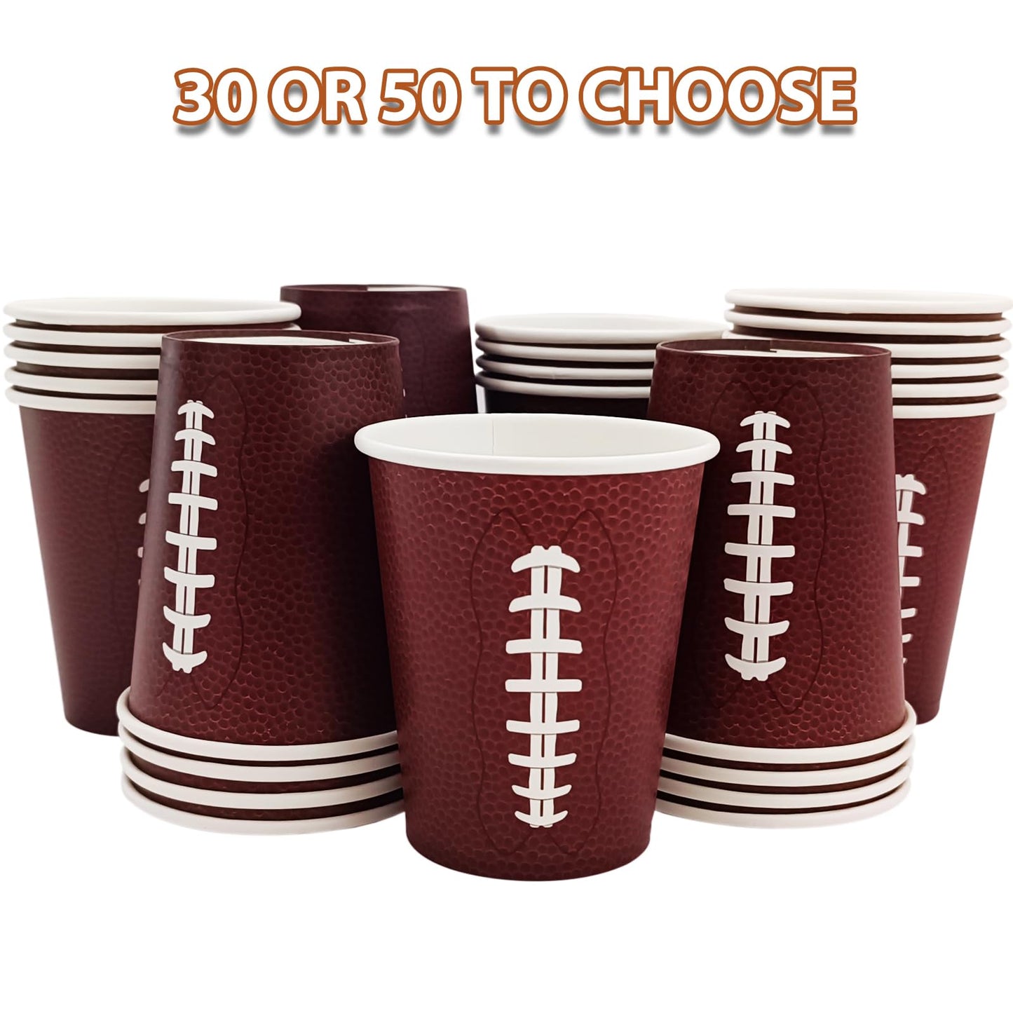 EaciTown Football Beverage Cups - 30 Count, Game Day & Party Cups with Football Design