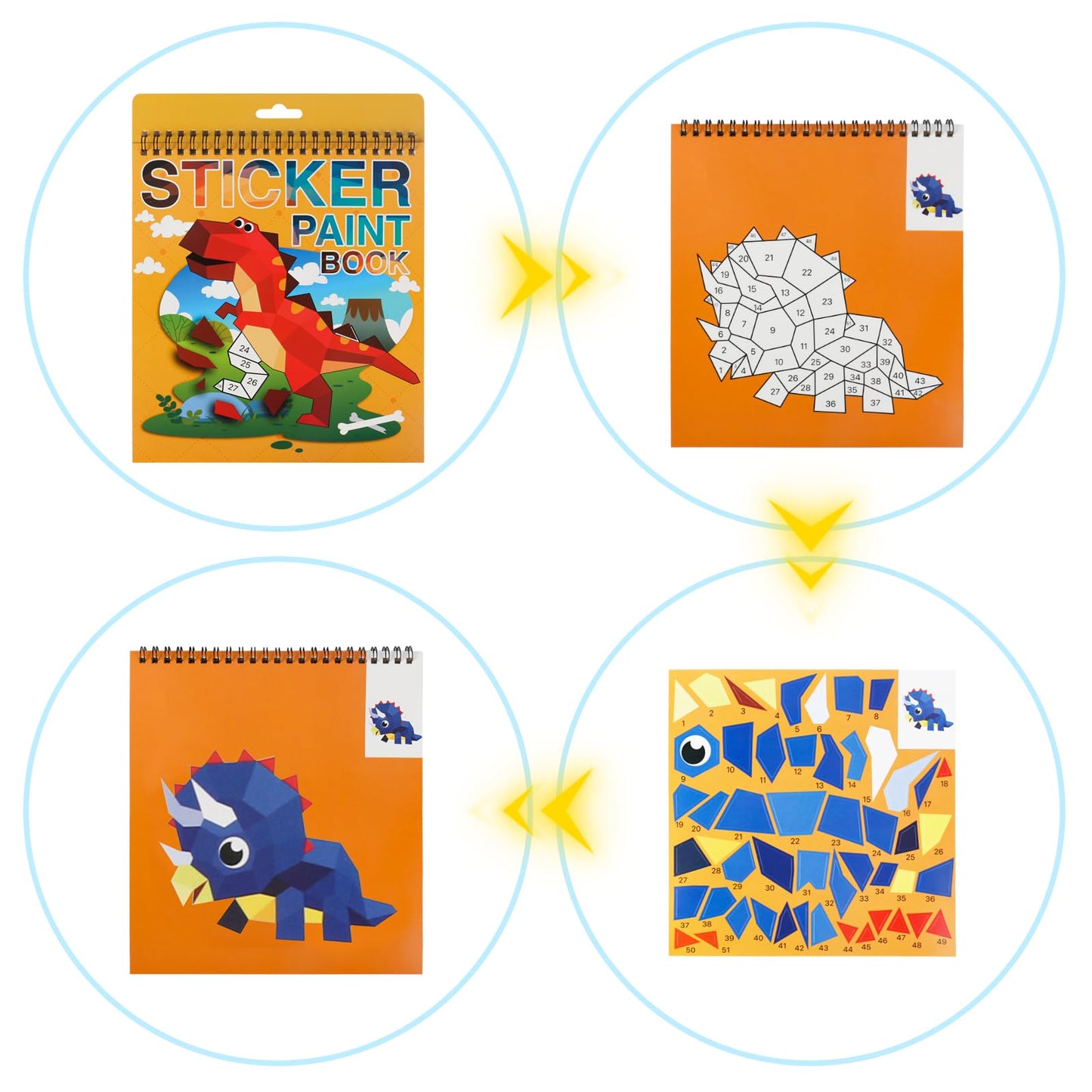 AEAHALY 2 Pack Paint by Sticker Books for Kids 4-8 | Dinosaur & Ocean Reusable Sticker Activity