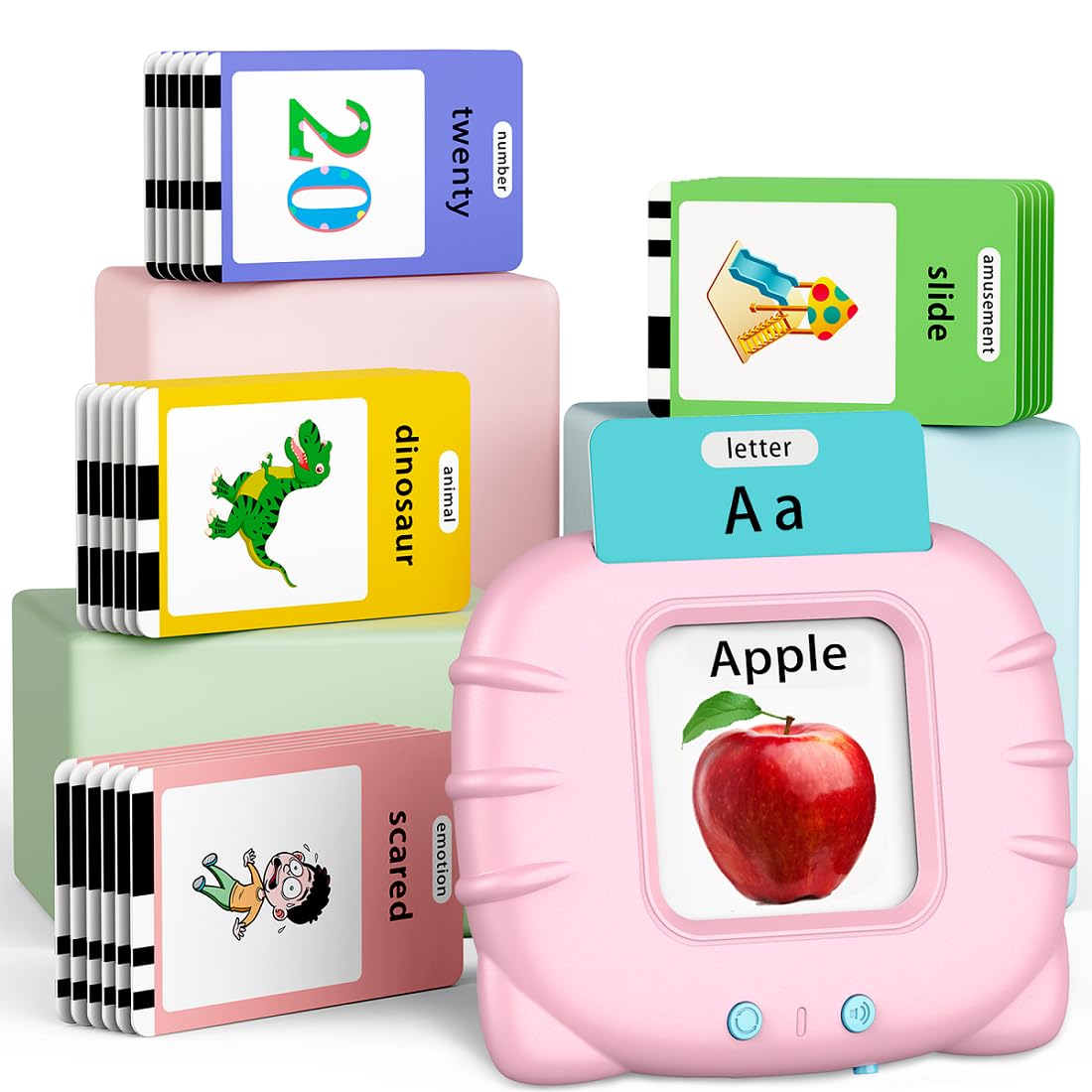 Eaever ABC Talking Flash Cards – 252 Sight Words for Ages 2-6 | Rechargeable Pink Learning Toy